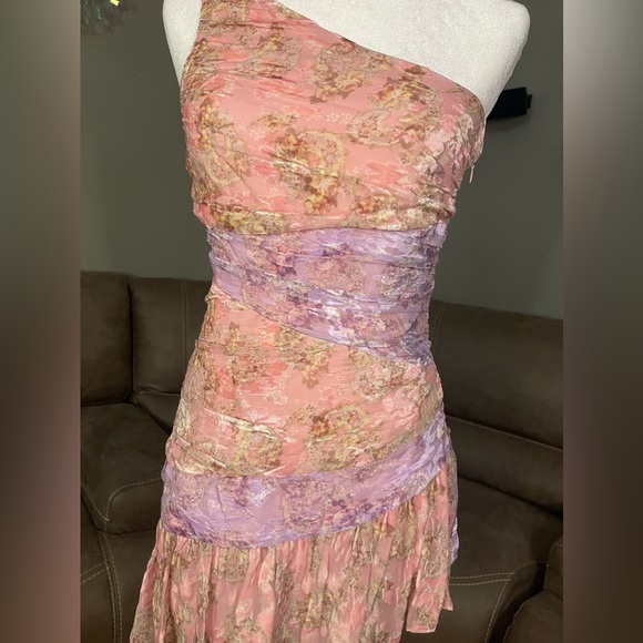 💕HOT💕NWT LoveShackFancy Zietta One Shoulder Dress in Dusty Amethyst Sz 12 - Picture 10 of 16